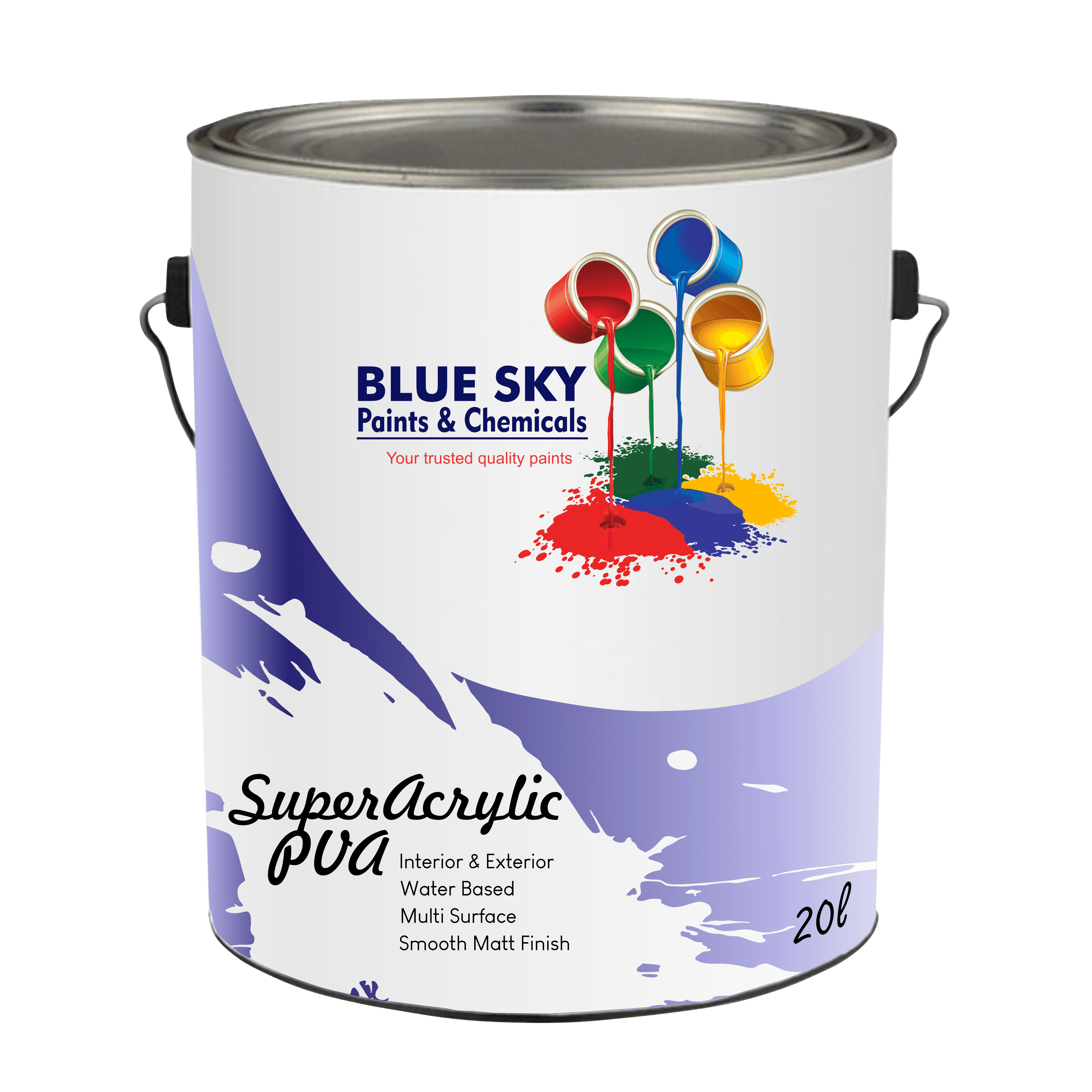 Super Acrylic PVA Grey & Green Neutrals Blue Sky Vizion